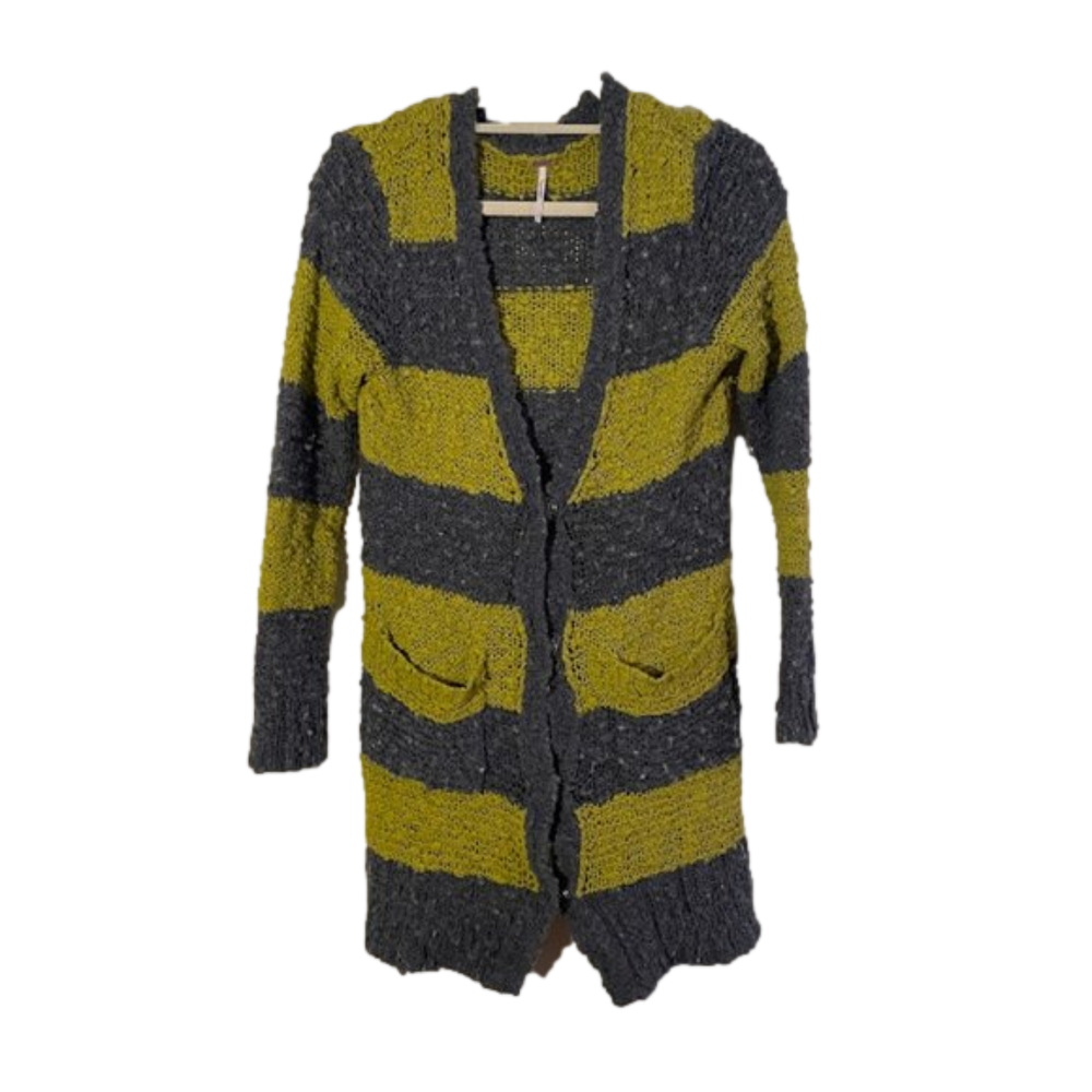 Free People Gray Green Rugby Cardigan Duster Small